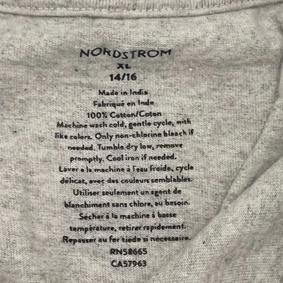 Nordstrom Kids Huxley Cotton Long Sleeve Henley Light Grey Boys XL 14-16 - Picture 3 of 5